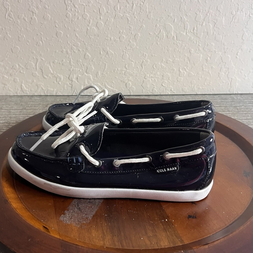 Cole Haan Boat Shoes Women Nantucket Camp Moc 7B Coastal Patent Leather Loafers - Picture 5 of 6